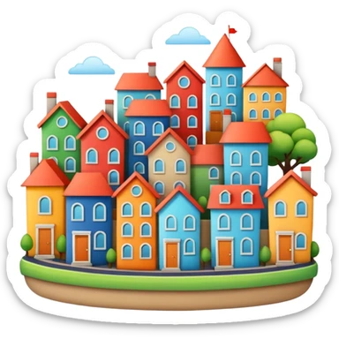 little city and small home sticker