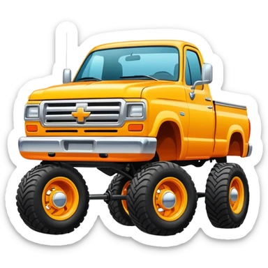 squatted truck with exaggerated lifted front and lowered rear, bold and playful style sticker
