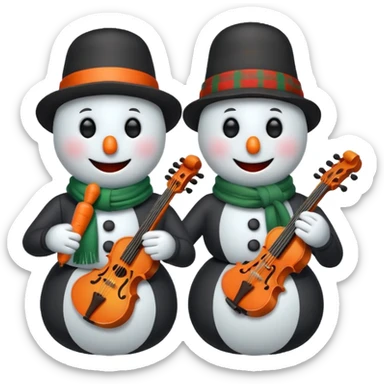 Snowmen with Musical Instruments sticker