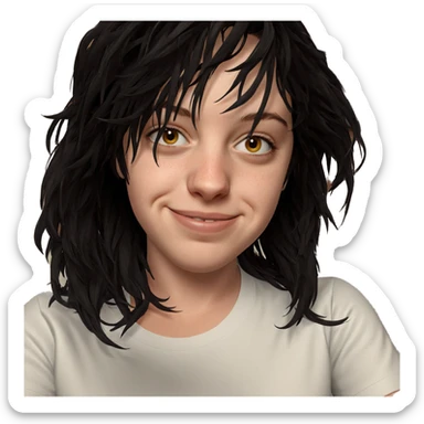 smiling girl in white shirt sticker