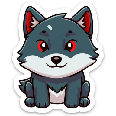 sad crying black wolf with red eyes sticker