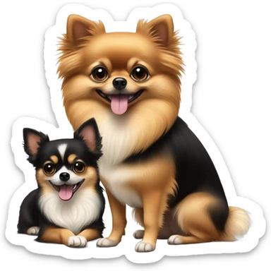 black tan Pomeranian best friend w 2 chihuahuas sticker