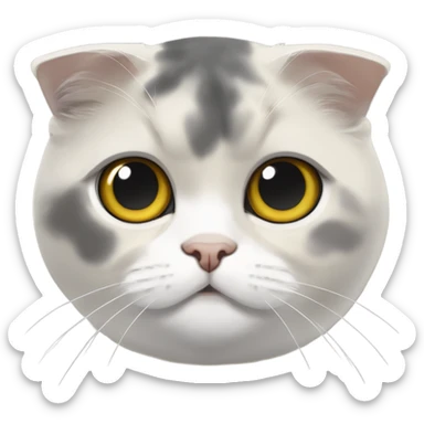 Calico gray white beige half face Scottish fold with yellow eyes and folded ears sticker