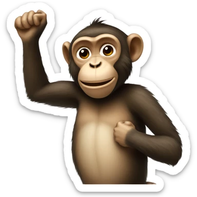 Monkey with a bow giving a hug sticker