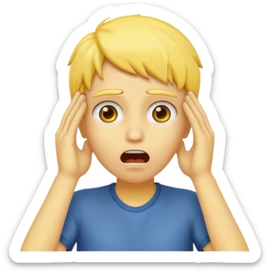 Shocked face hands on head 2d yellow face  sticker