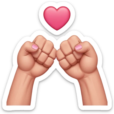 fist bump, big fist and small fist, with a happy heart as background sticker