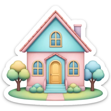 Colorful cute Pastel house   sticker