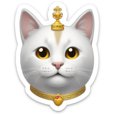 Gato blanco y negro con una corona dorada giñando un ojo sticker