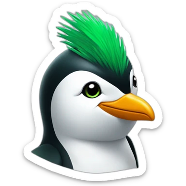 penguin head with green mowhawk sticker