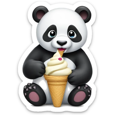 Panda eating ice cream sticker