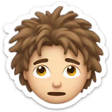 sleepy guy with brown messy hair on a computer sticker