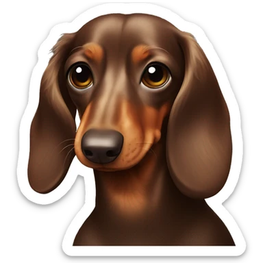 Dark Brown Long-haired dachshund in sweater  sticker