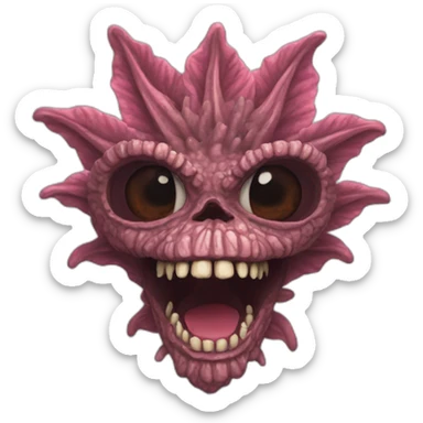 demogorgon monster stranger things with flower mouth sticker