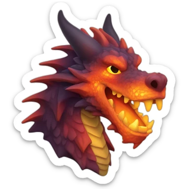 Un dragon mi loup rouge et orange moutardes qui crache du feux sticker