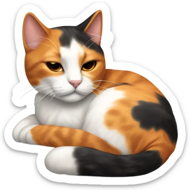 Calico cat sleeping  sticker