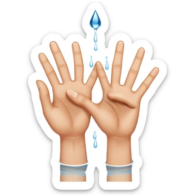 two fingers, ring and middle finger, inside a hole while water is dripping out of it sticker