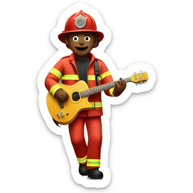 A firefighter jamming to music sticker