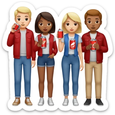 A group of thristy people having soda. sticker