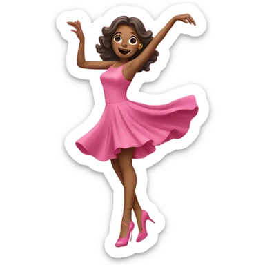 Woman dancing on high heels pink dress and pink shoes  sticker