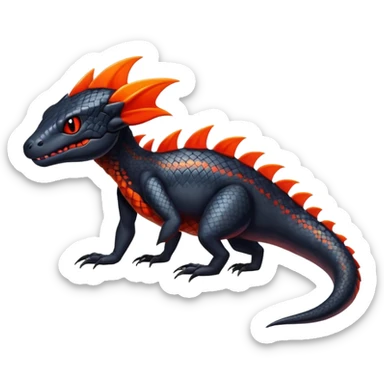 Colorful Dark Shiny Exotic Salandit-Quilava-Fakémon-hybrid-creature (full body)  sticker