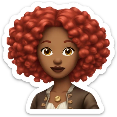 Three Musketeers black woman smooth long red hair big lips sticker