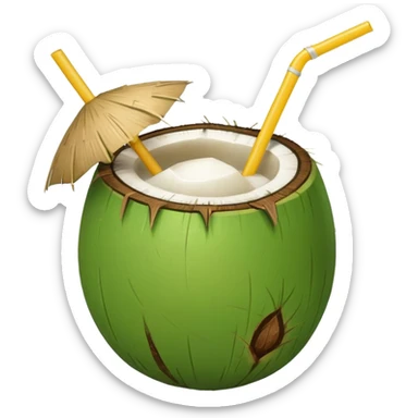 green coconut with straw sticker