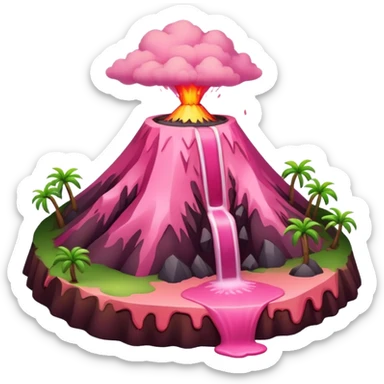 pink volcano slop troical landscape  sticker