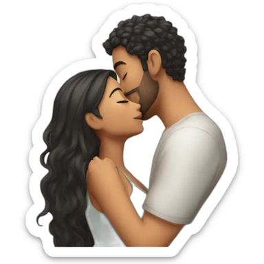 An arabic guy named mxy kissing a girl named remas with hair to her shoulders sticker