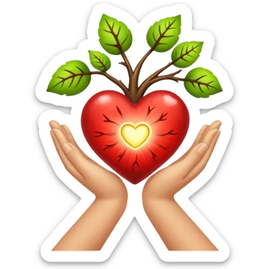 woodland spirit hands together glowing heart seed sticker