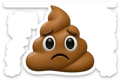 emoji stile iphone 3d di una cacca con espressione triste, iperrealistiche 4k sticker
