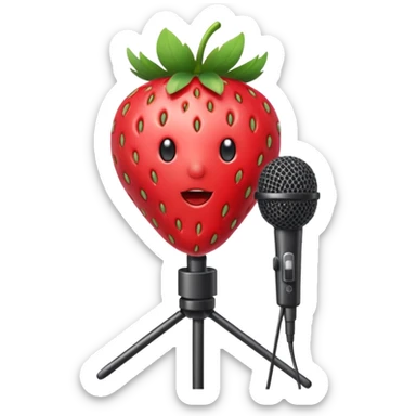 strawberry front the mic sticker