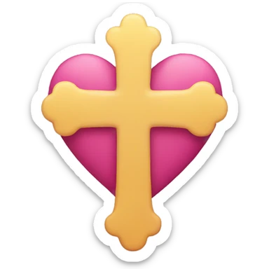 Cross with a heart sticker