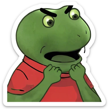 Hands crossed holding neck and guy screaming  sticker