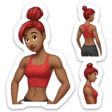 fit woman abs biceps red undercut sticker