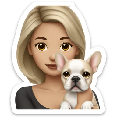dreamy girl with beige but whiter French bulldog puppy sticker