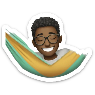 smiling boy with glasses meme sleeping in a hammock  sticker