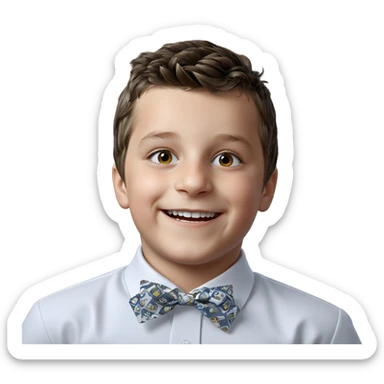 smiling boy in white shirt sticker