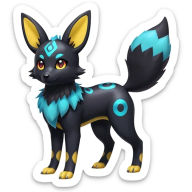Shiny Exotic Colorful Excessive Mysterious Umbreon-Poochyena-Pokémon-Fakémon-hybrid-creature (full body) sticker