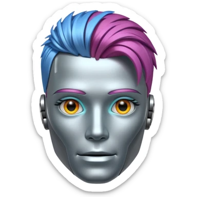 male robot with different color hair like 3rd picture, sticker