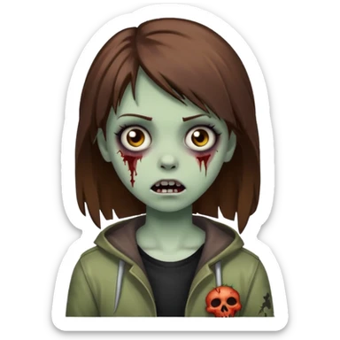 Girl zombie brown hair emo emoji sticker