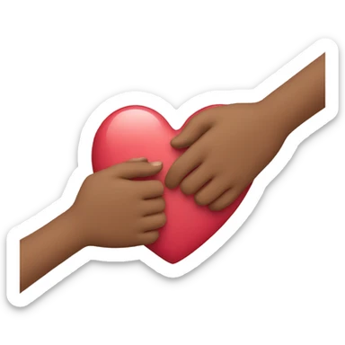 Holding hands with heart sticker