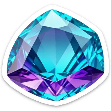 Colorshifting purple to turquoise to light blue, sparkling realistic still life 3D rendering gemstone sticker