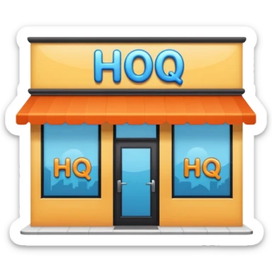  shop with the word HQ in the sign sticker