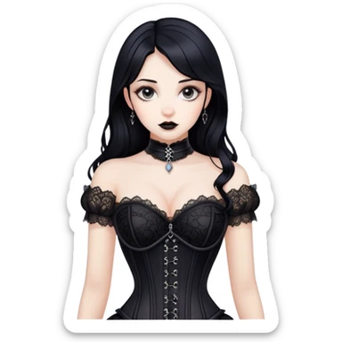 gothic lace corset black-haired lady  sticker