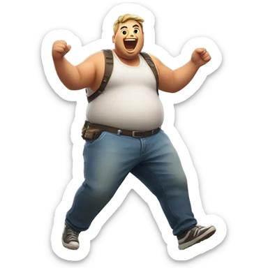 Fat guy doing Fortnite emote sticker