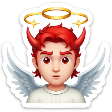 un diavolo con aureola da angelo con faccia  sticker