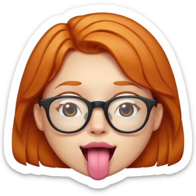 Ginger with glasses with tongue out sticker