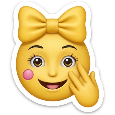 Şimdi sana bir tane emoji göstereceğim eli ağzında gözlerinde kirpik kafasında da kurdele olsun sticker