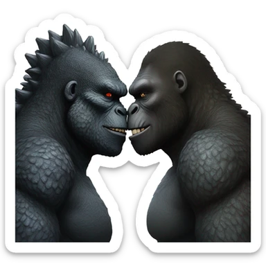 Godzilla kissing king kong sticker
