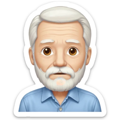 elderly man long hair and long bearded with shirt sticker